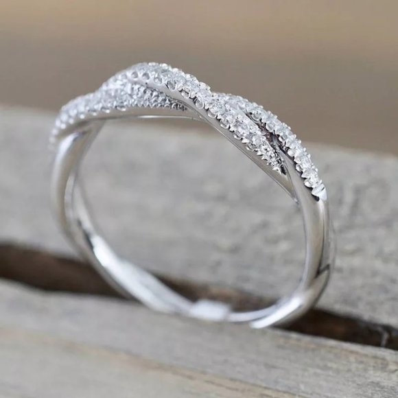 Twisted Rope Twist Simple Classic Jewelry Tail Ring Bridal Wedding Engagement - Picture 3 of 3